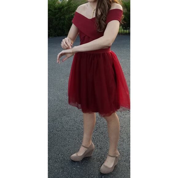 Harper Lemon Womens Prom Formal Two Piece Mini Dress Size M Cranberry - Picture 10 of 13